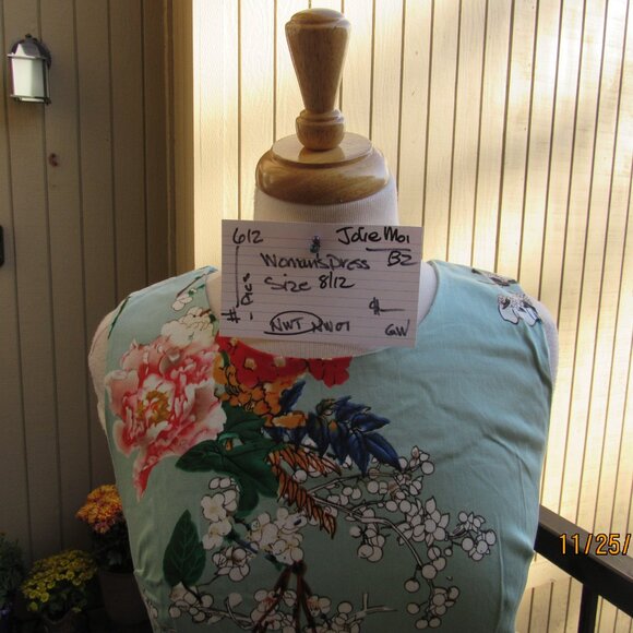 #612  NEW WOMAN'S COTTON FLORAL DRESS BY JOLIE MOI  (SIZE 8US / 12UK) - Picture 2 of 4